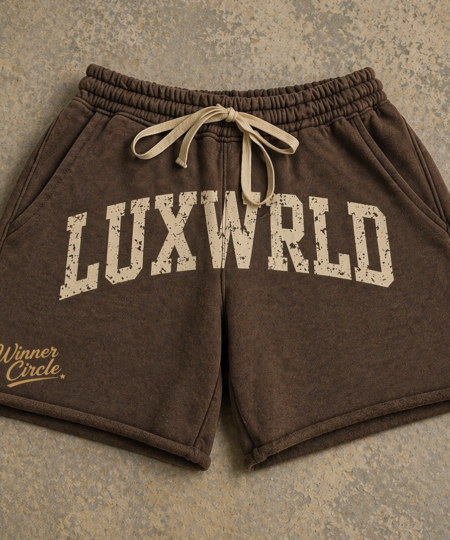 LuxWRLD Vintage Circle Brown Fleece Shorts