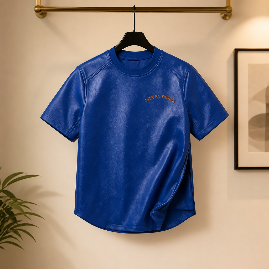 LUXWRLD Signature Blue Leather Jersey & Shorts Set